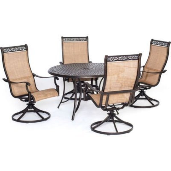 Almo Fulfillment Services Llc Hanover® Manor 5 Piece Outdoor Dining Set w/ 4 Swivel Rockers MANDN5PCSW-4